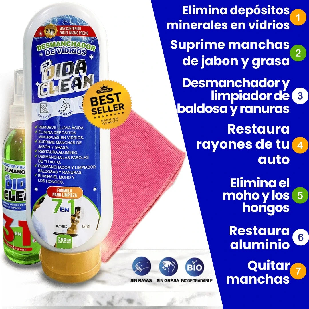DESMANCHADOR DE VIDRIOS ✨DIDA CLEAN EFECTO DIAMANTE 💎