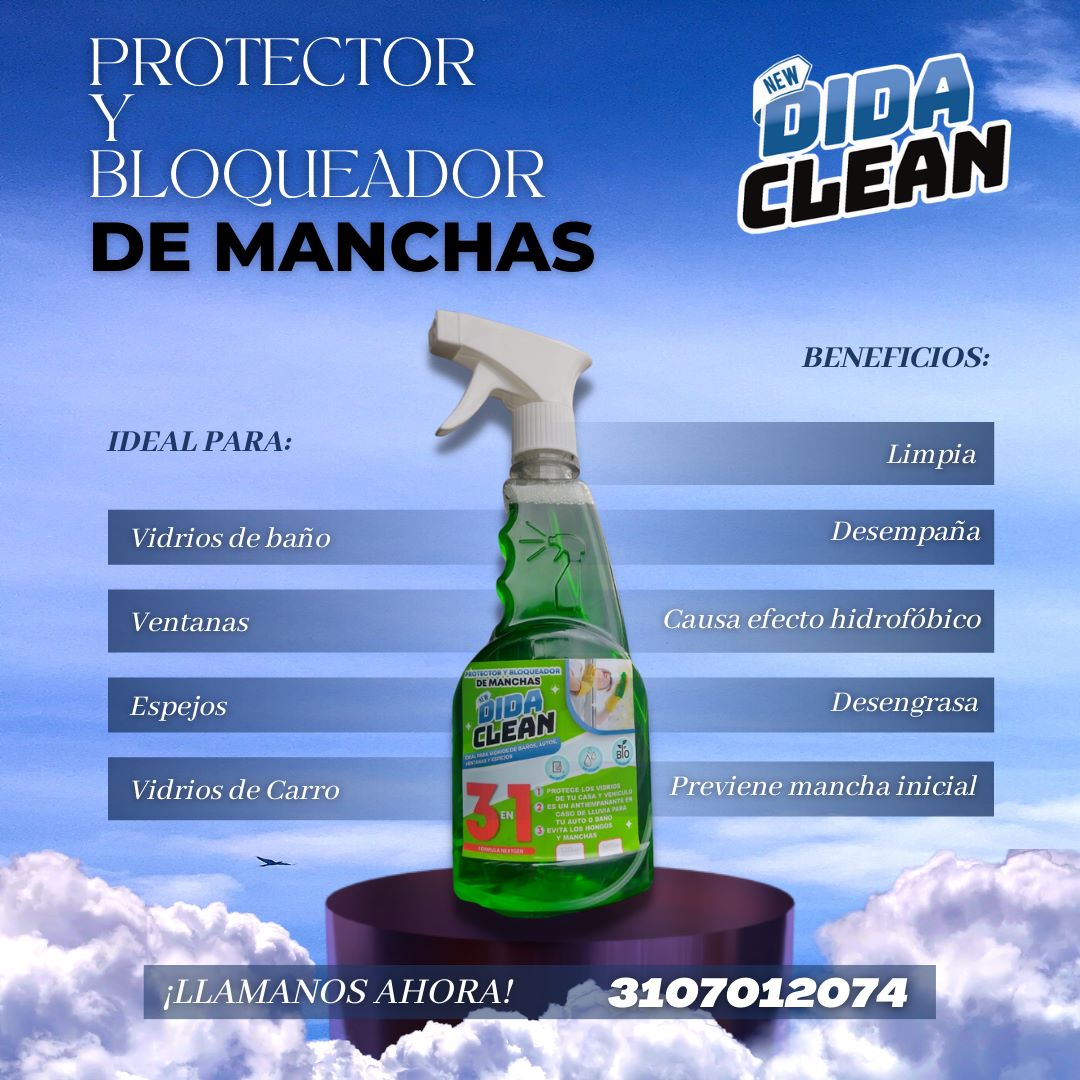 PROTECTOR Y BLOQUEADOR DE MANCHAS EN VIDRIOS DIDA CLEAN