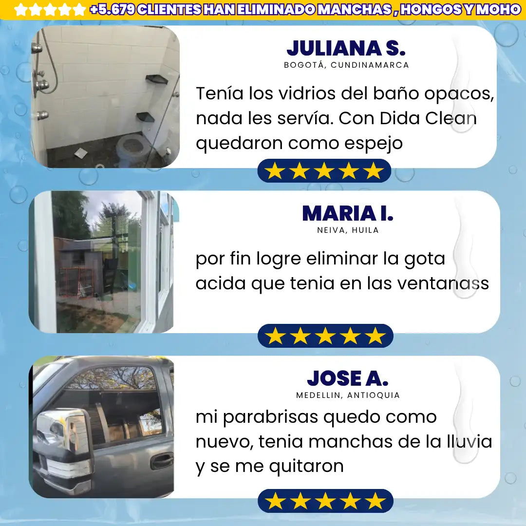 DIDA CLEAN®┊DESMANCHADOR DE VIDRIOS ✨Efecto Diamante💎
